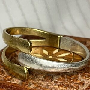 RARE Vintage Lucky Brand Mixed Metal Two-Tone Clamp Bangle Bracelet